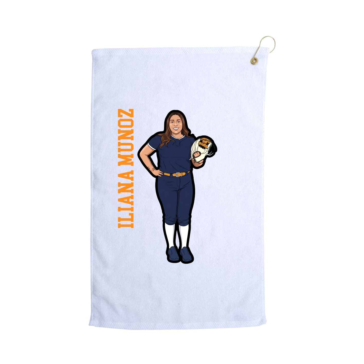 Golf Towel — Name Vertical in White