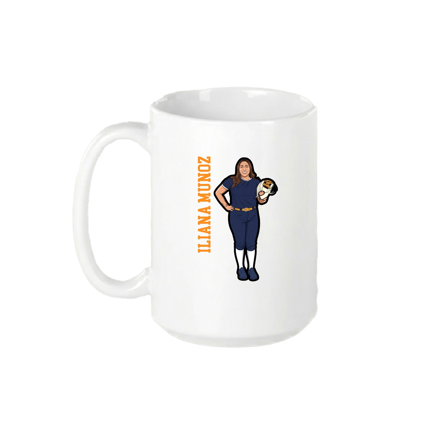 15oz Coffee Mug — Name Vertical in White