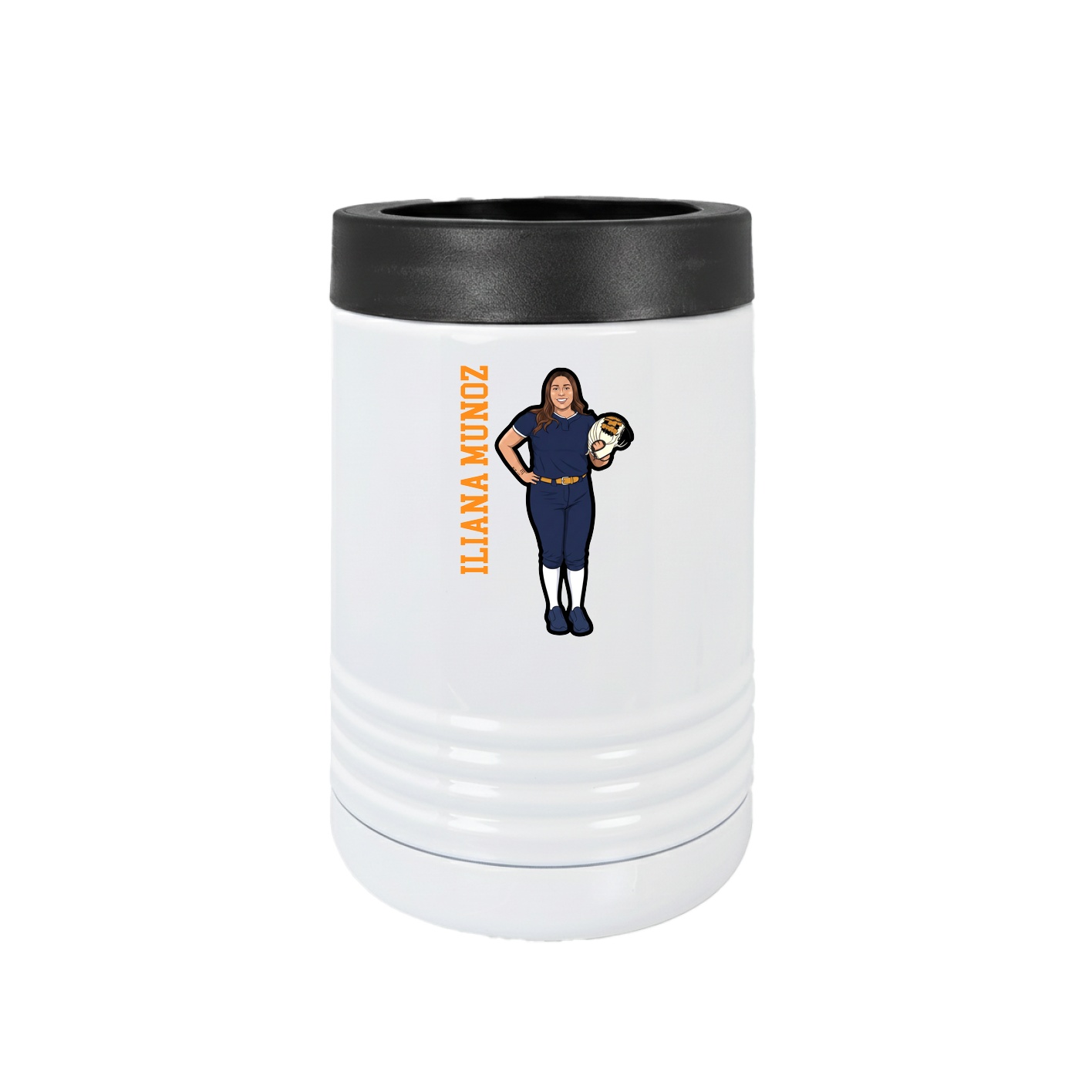 Beverage Holder — Name Vertical in White