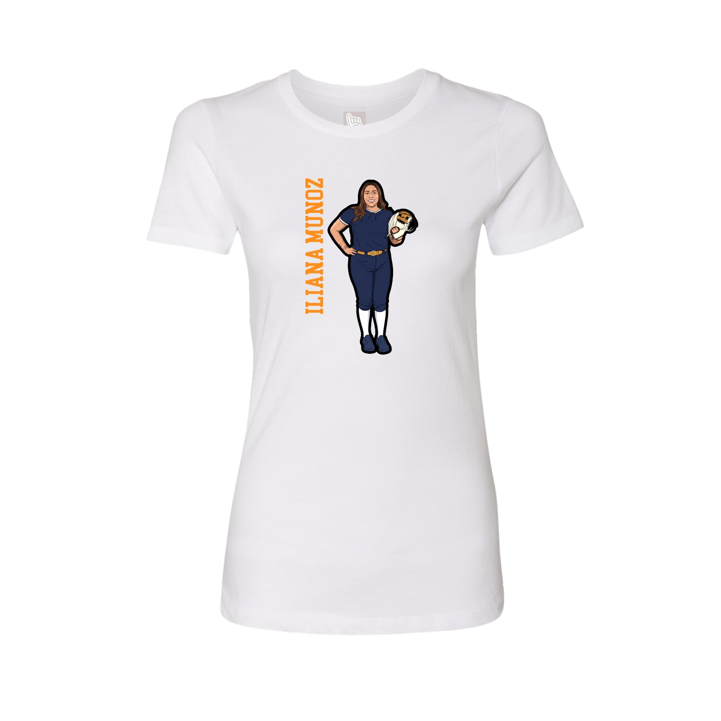 Womens Tee — Name Vertical in White