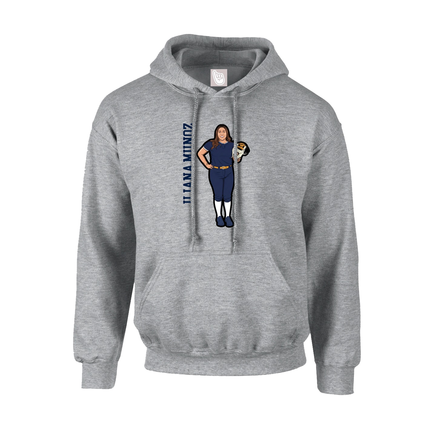 Youth Hoodie — Name Vertical in Grey