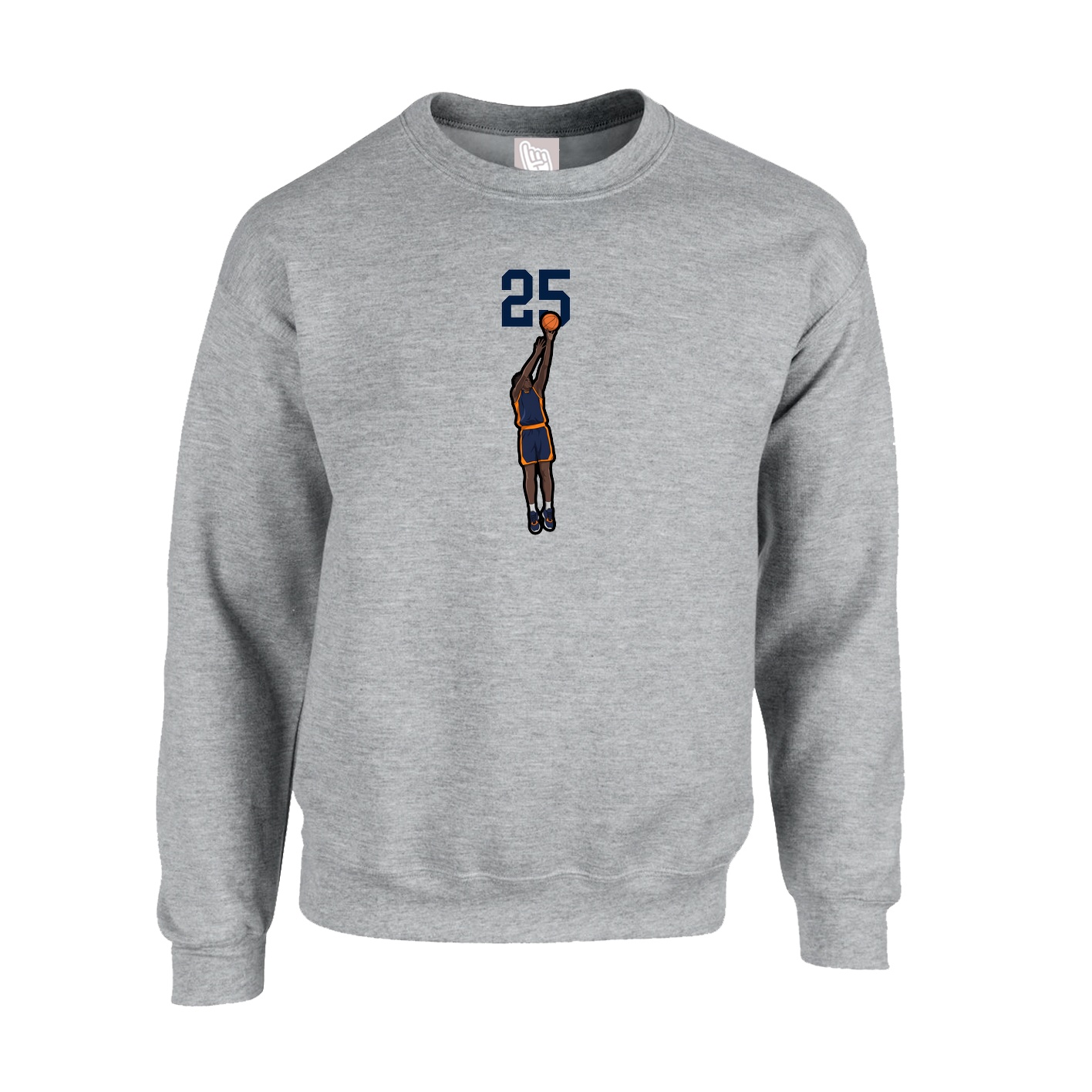 Fleece Crew — Number Top in Grey
