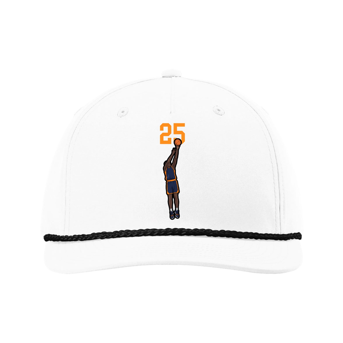 Five-Panel Classic Rope Cap — Number Top in White