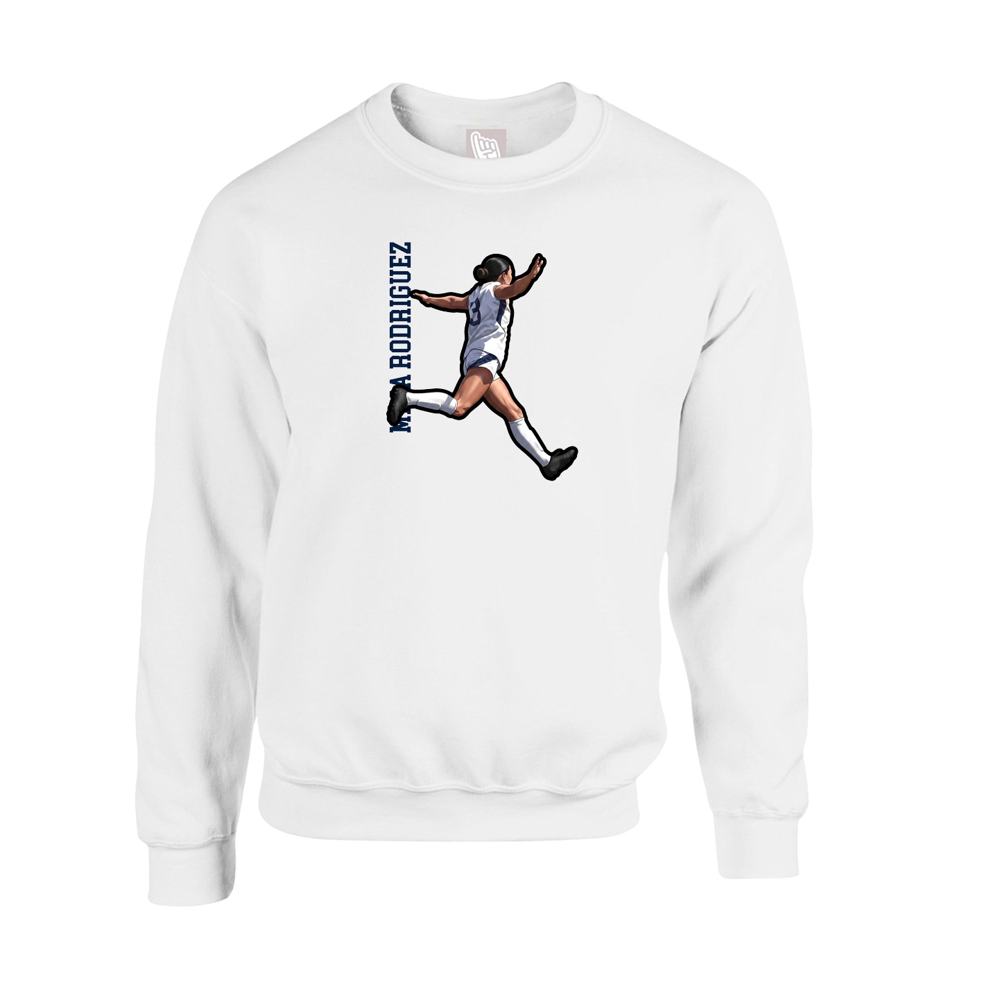 Fleece Crew — Name Vertical in White