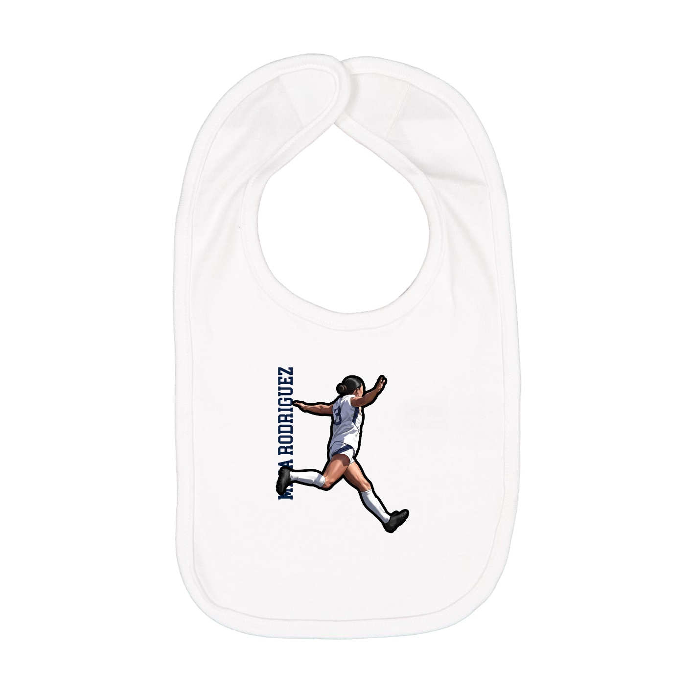 Infant Bib — Name Vertical in White