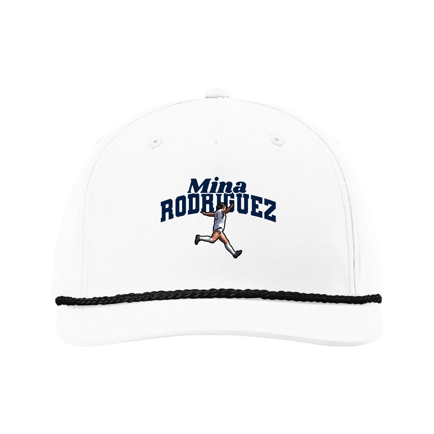 Five-Panel Classic Rope Cap — Signature Arch in White