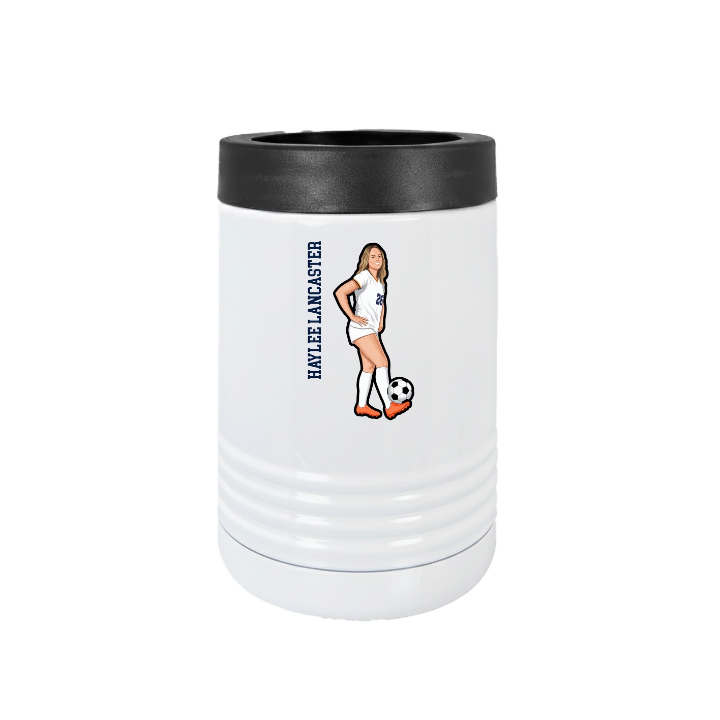 Beverage Holder — Name Vertical in White