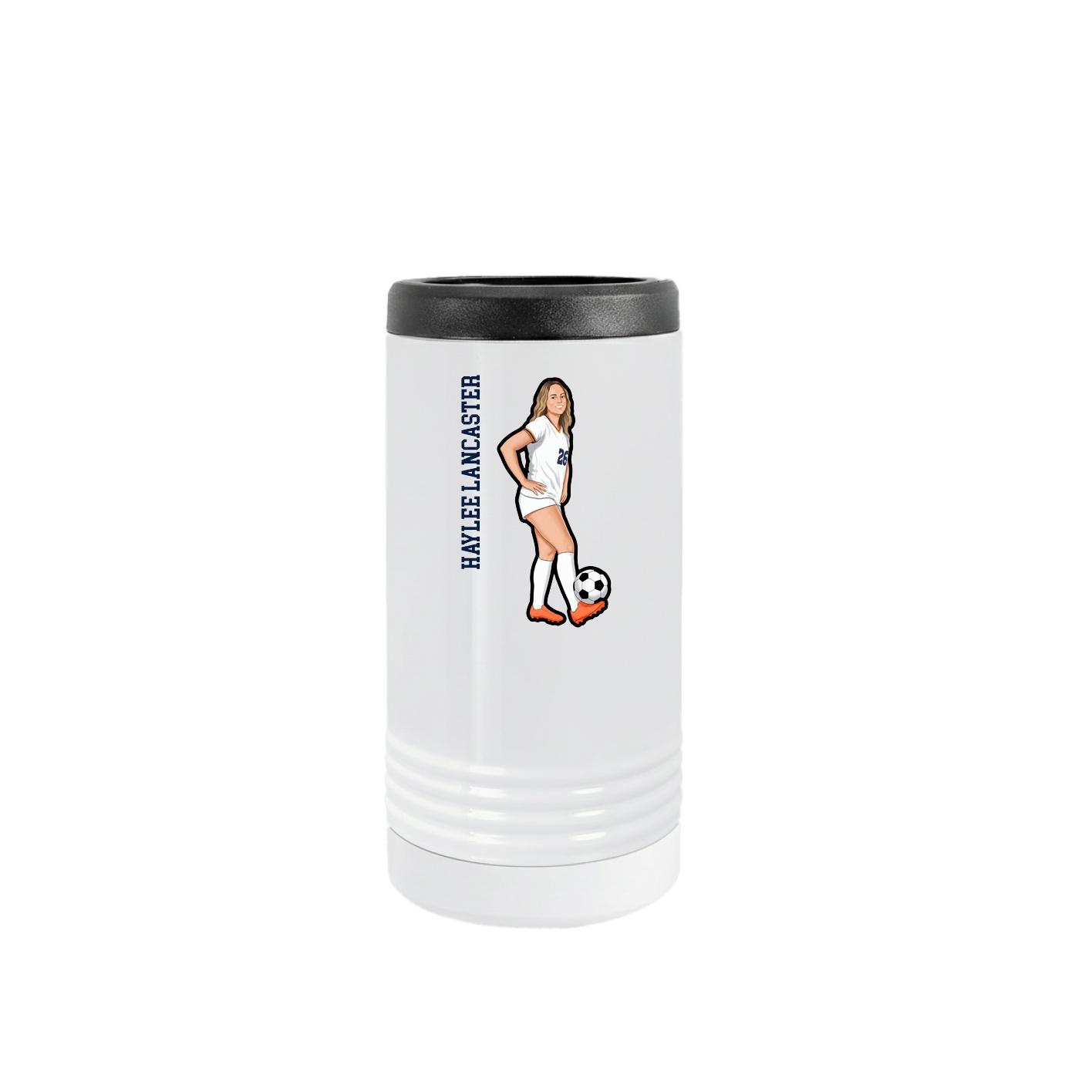 Slim Beverage Holder — Name Vertical in White