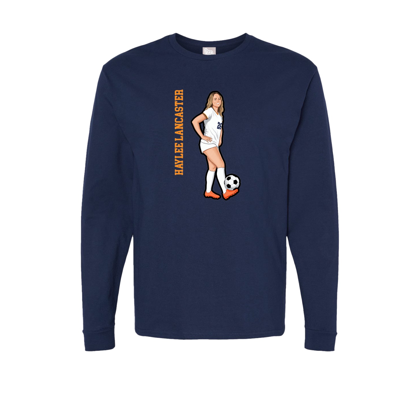 Long Sleeve Tee — Name Vertical in Navy