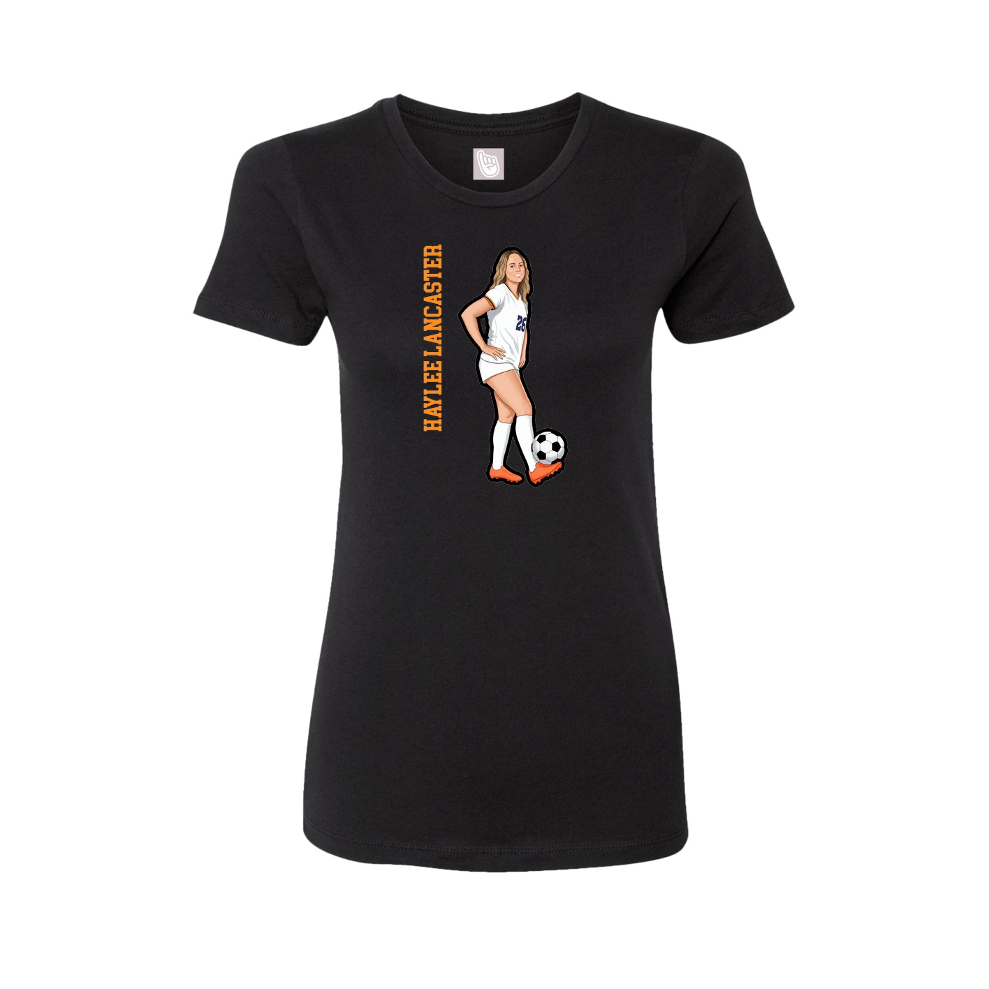 Fitted Women's Tee — Name Vertical in Black