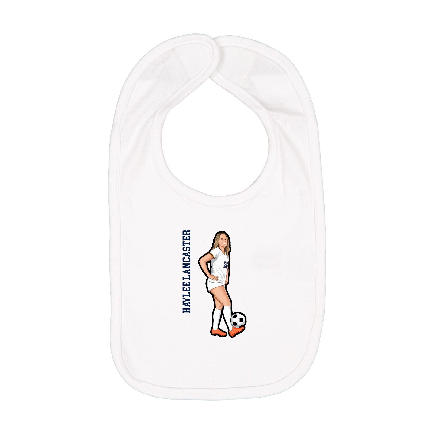 Infant Bib — Name Vertical in White