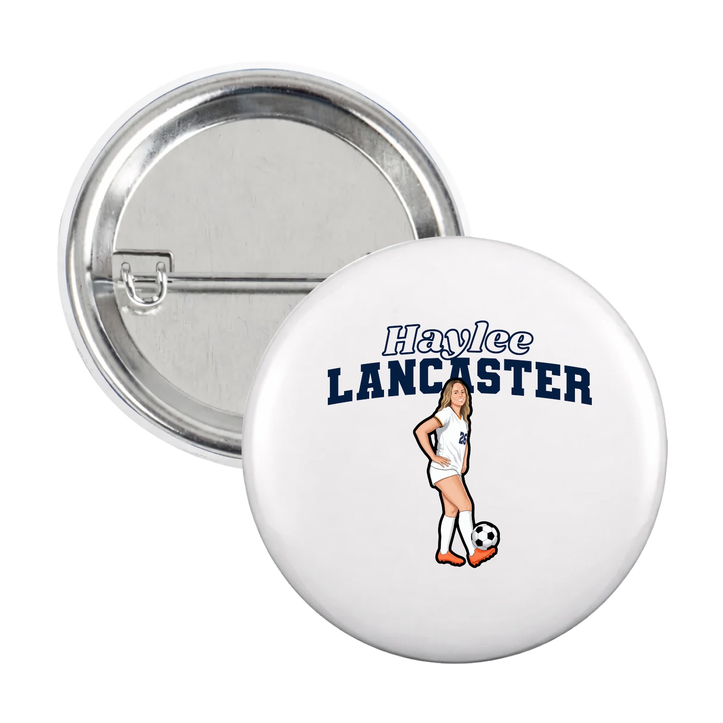 Game Day Button — Name Arch in White