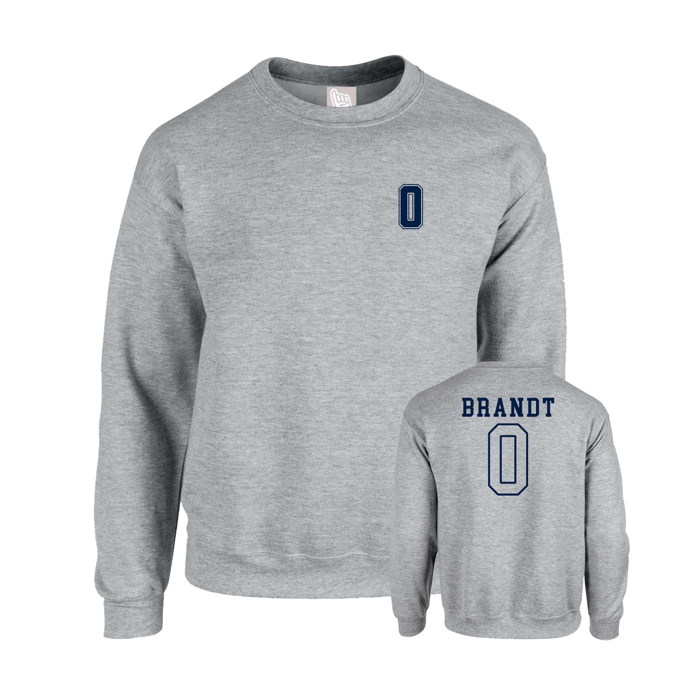 Fleece Crew — Chest Back in Grey