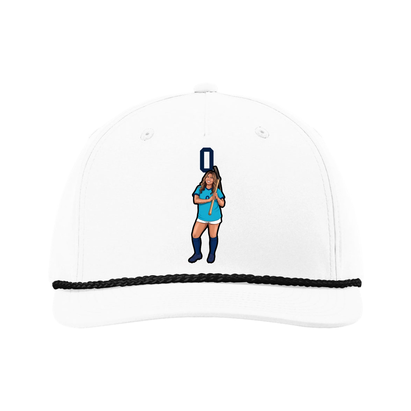 Five-Panel Classic Rope Cap — Number Top in White