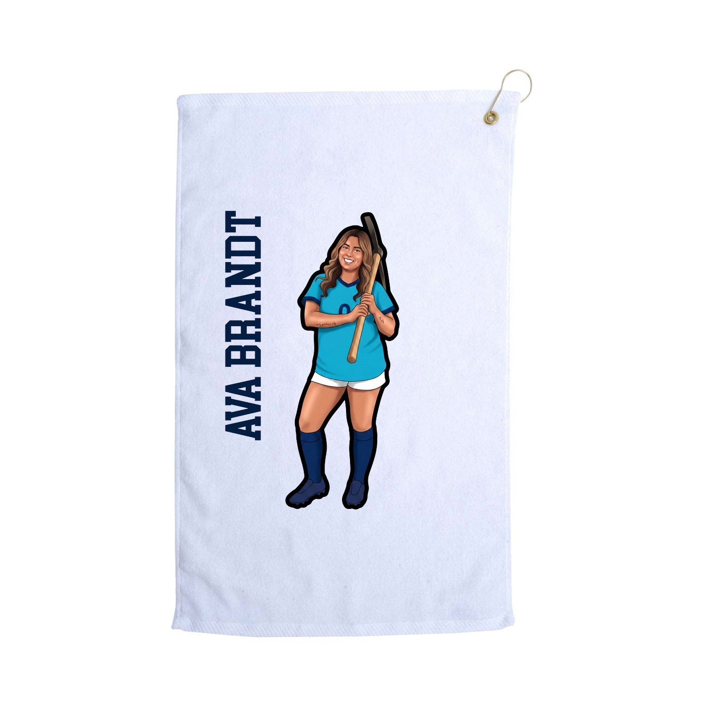Golf Towel — Name Vertical in White