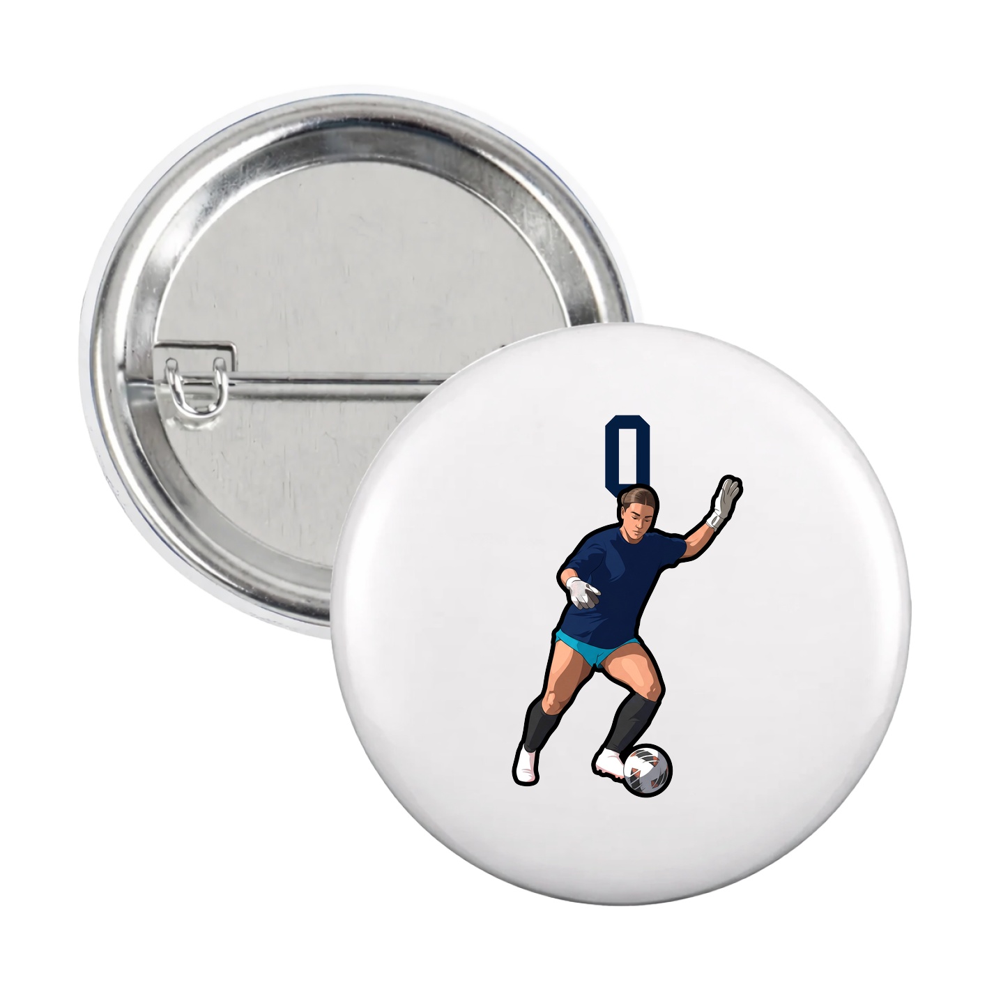 Game Day Button — Number Top in White
