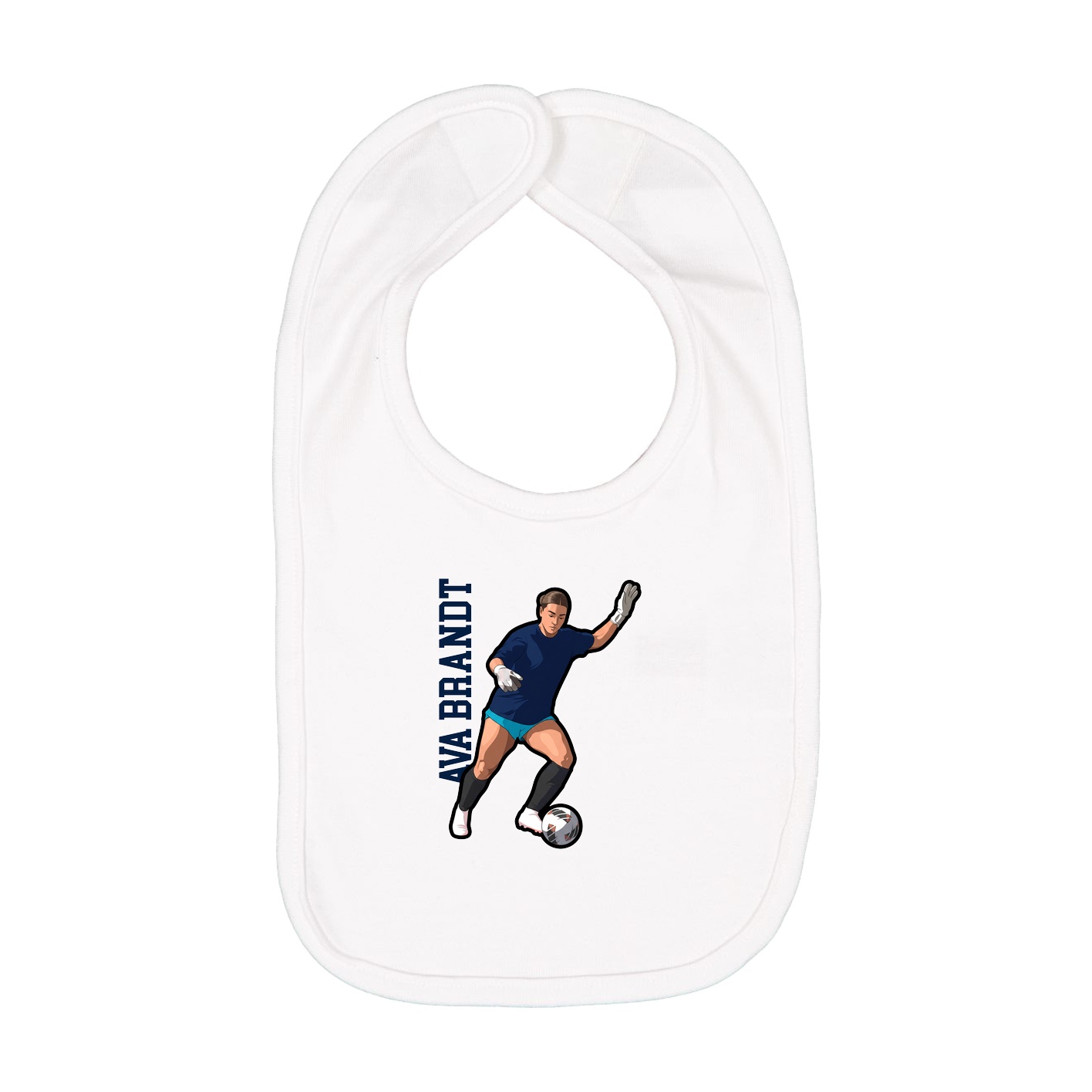 Infant Bib — Name Vertical in White