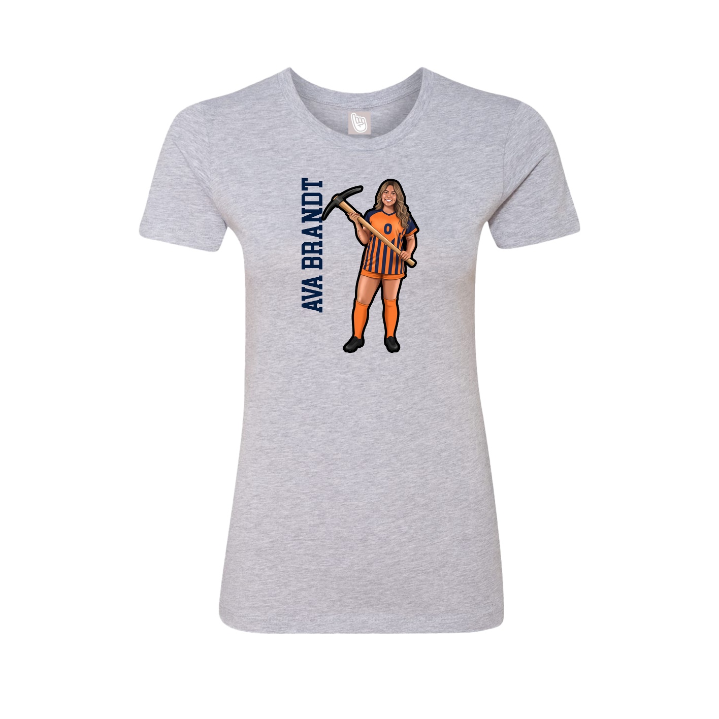 Fitted Women's Tee — Name Vertical in Grey