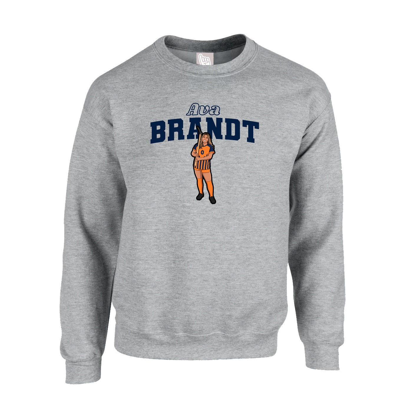 Fleece Crew — Name Arch in Grey
