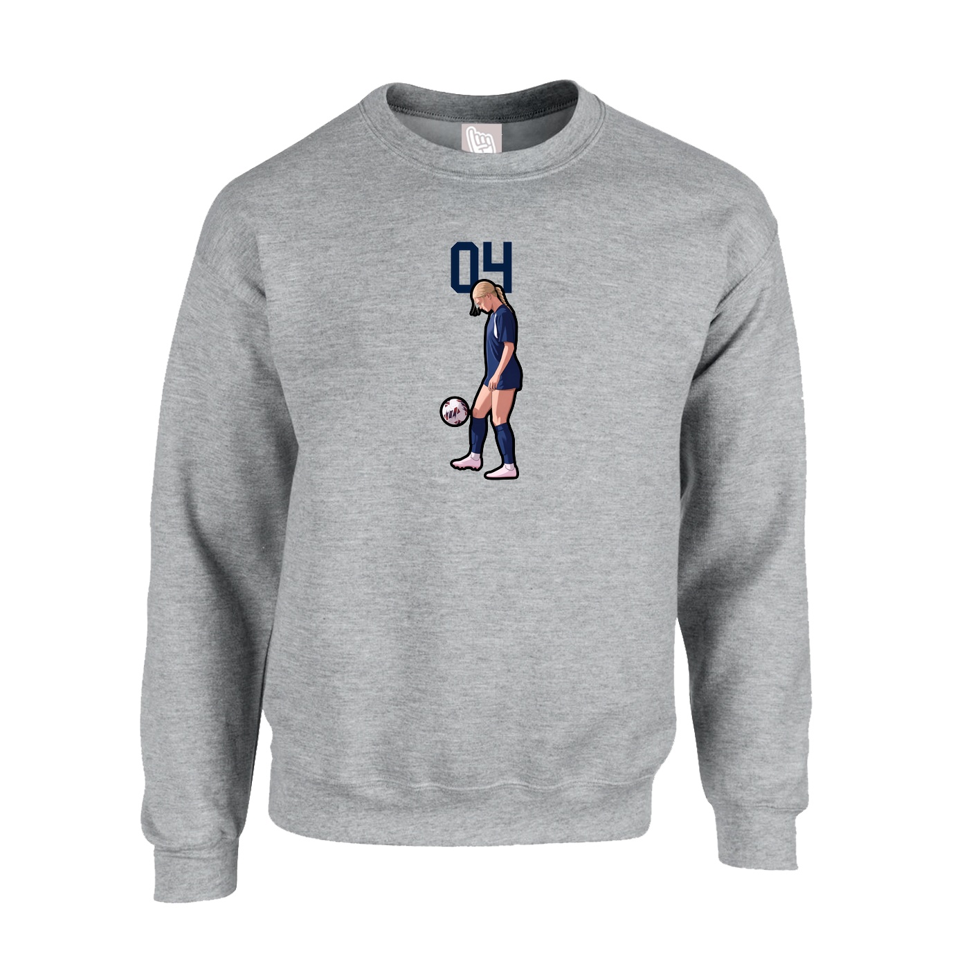 Fleece Crew — Number Top in Grey
