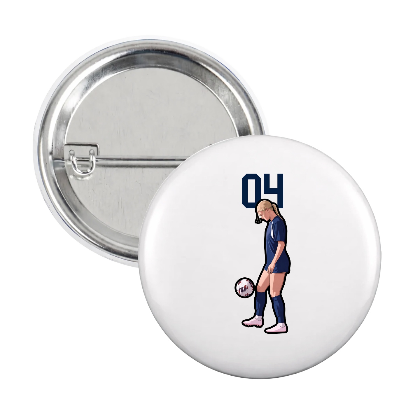 Game Day Button — Number Top in White