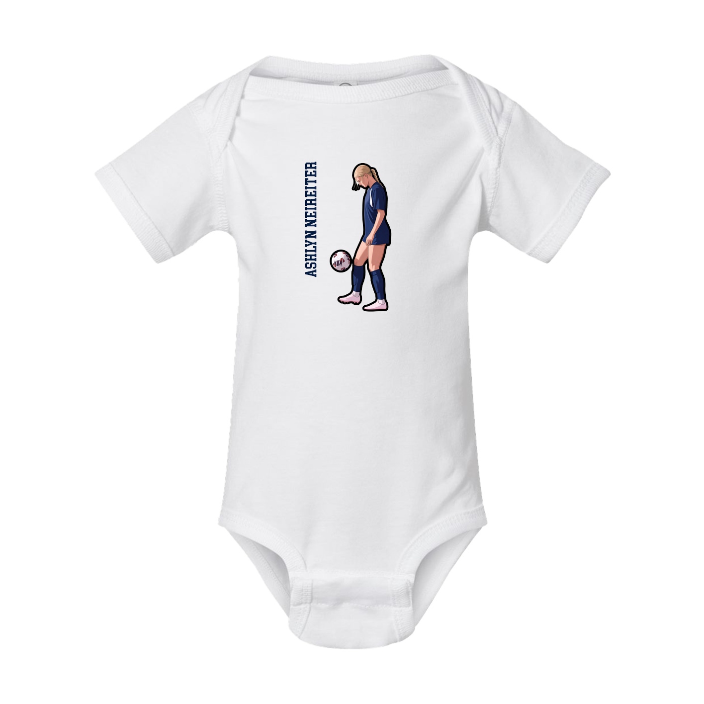 Baby Onesie — Name Vertical in White
