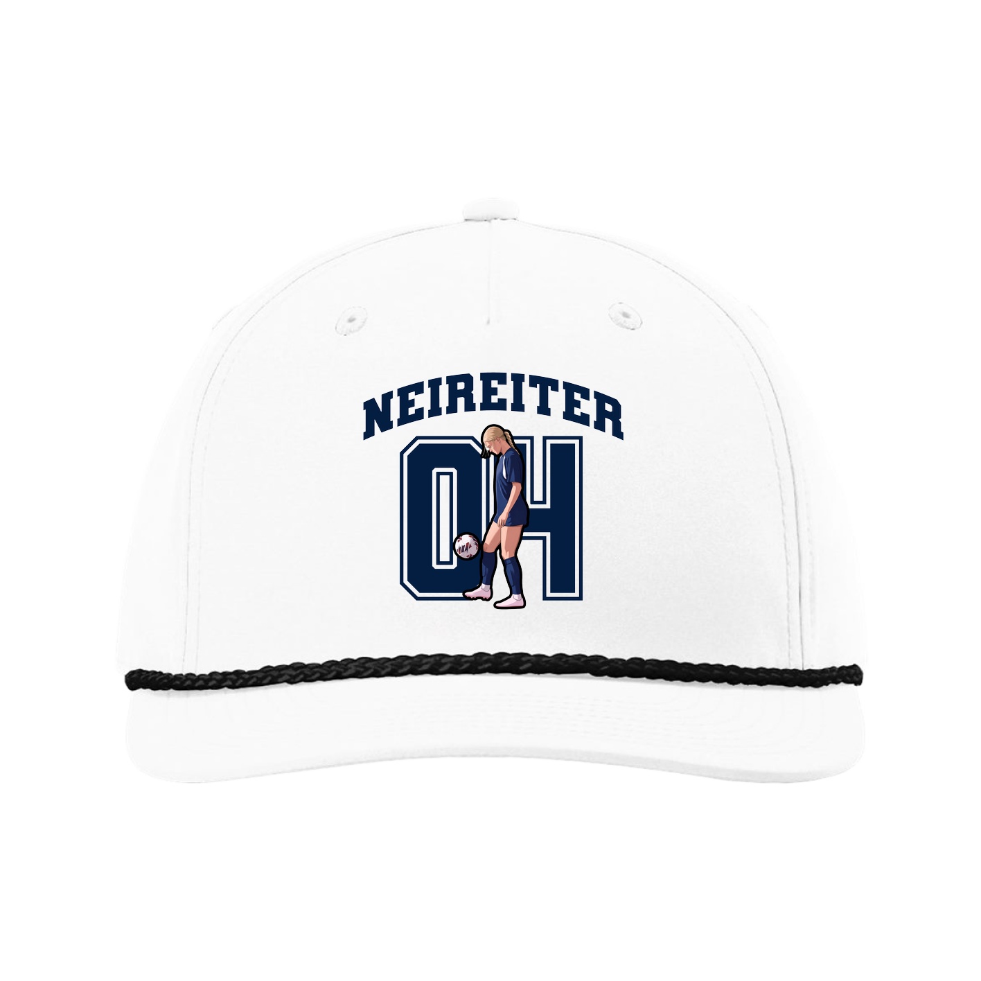 Five-Panel Classic Rope Cap — Number in White