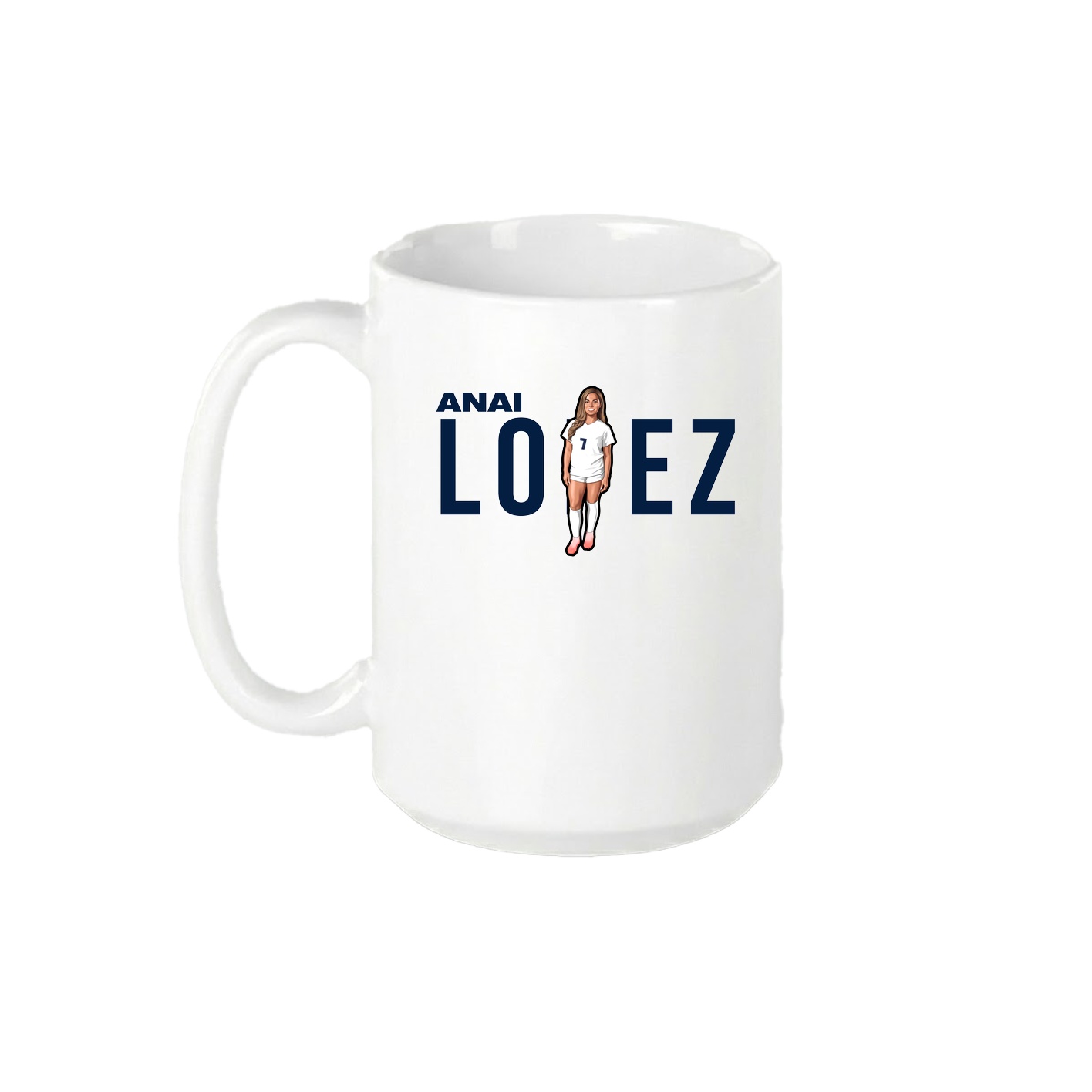 15oz Coffee Mug — Player Name in White