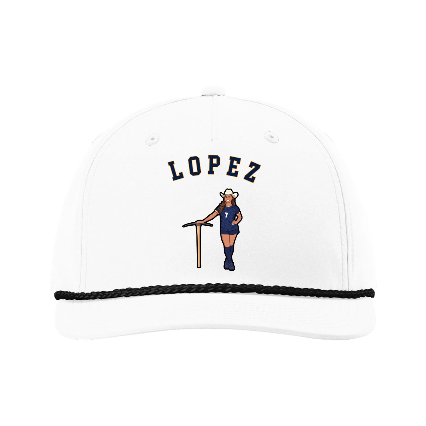Five-Panel Classic Rope Cap — Shirsey Arch in White