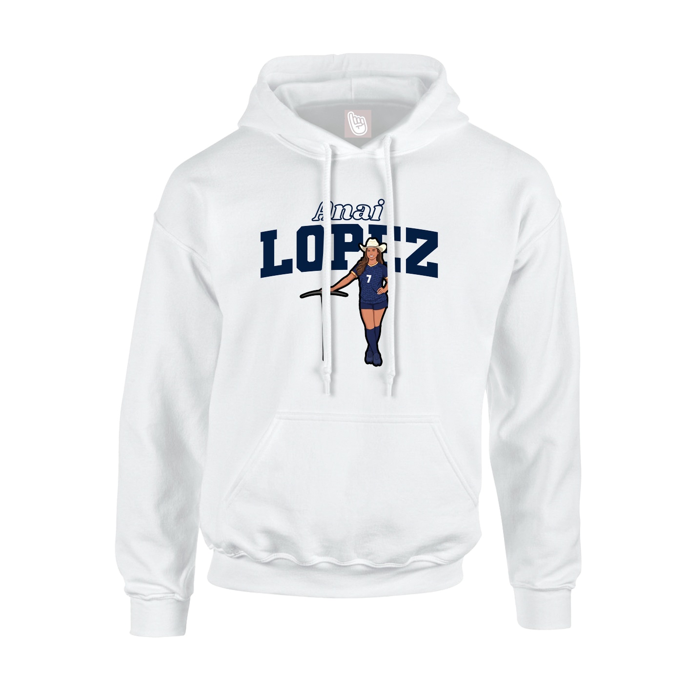 Youth Hoodie — Name Arch in White