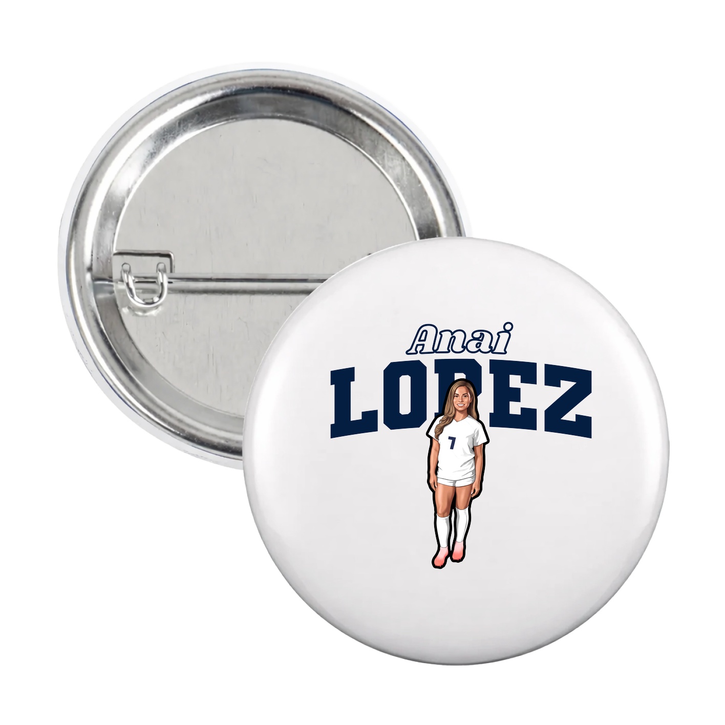 Game Day Button — Name Arch in White