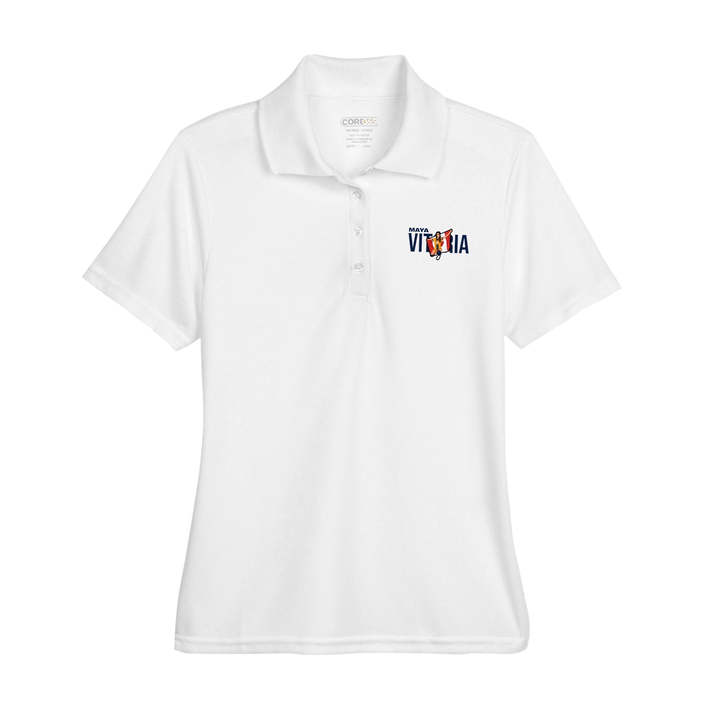 Womens Performance Polo — Player Name in White