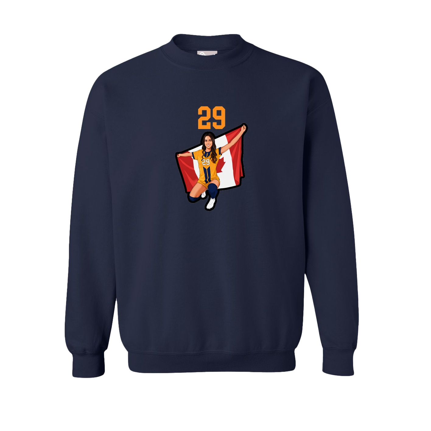 Fleece Crew — Number Top in Navy