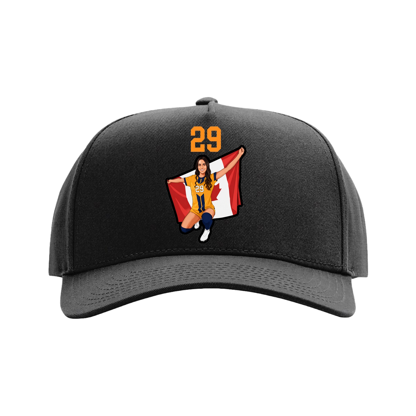 Full Fabric Five-Panel Champ Cap — Number Top in Black