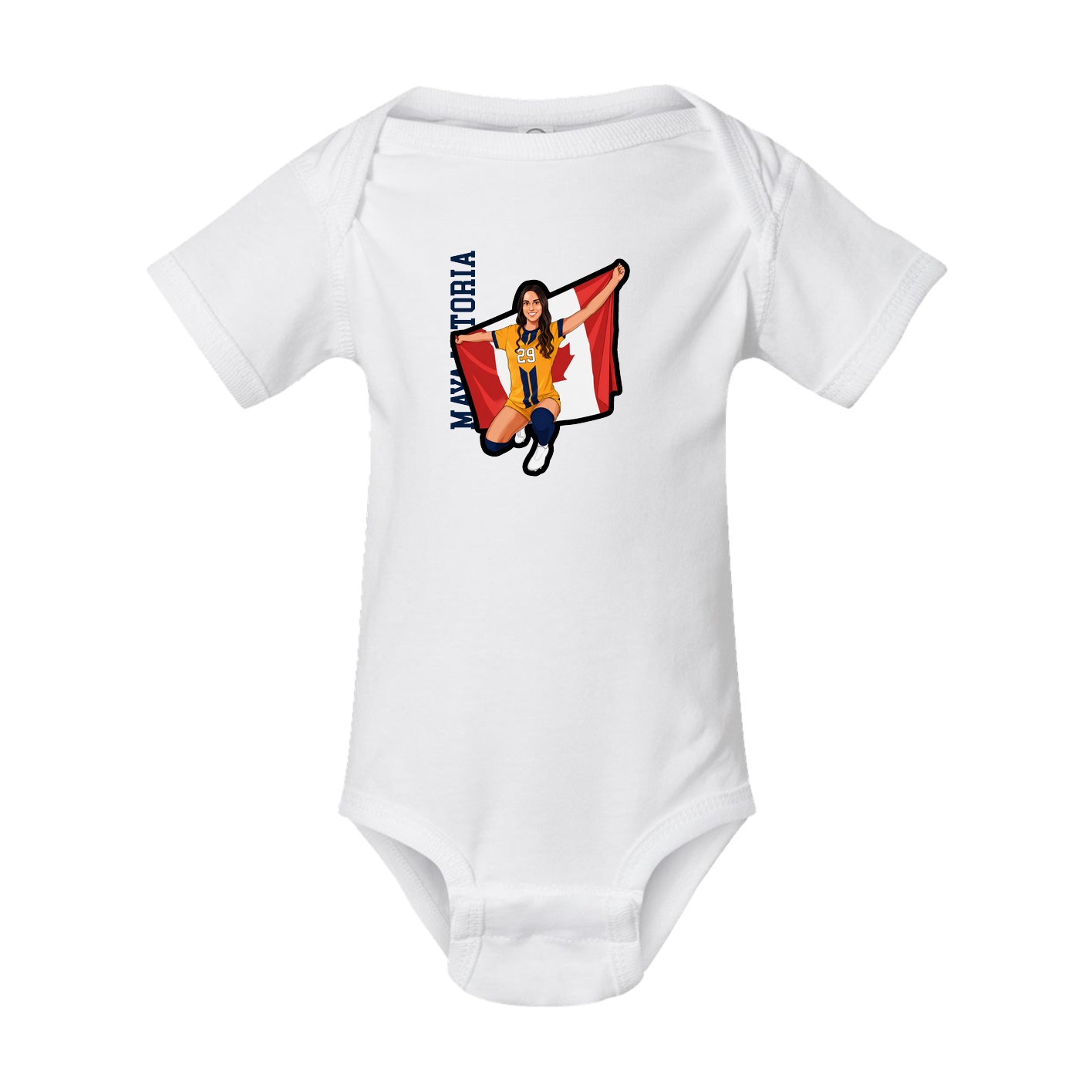 Baby Onesie — Name Vertical in White