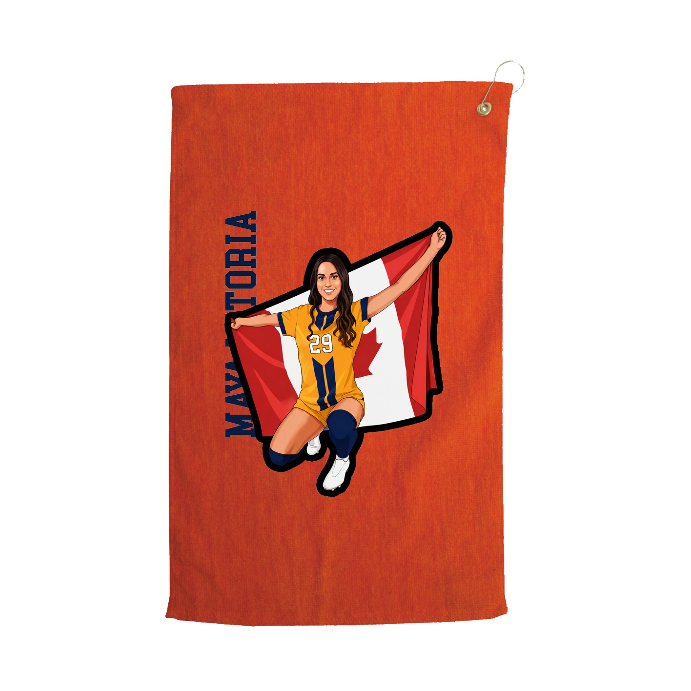Golf Towel — Name Vertical in Orange