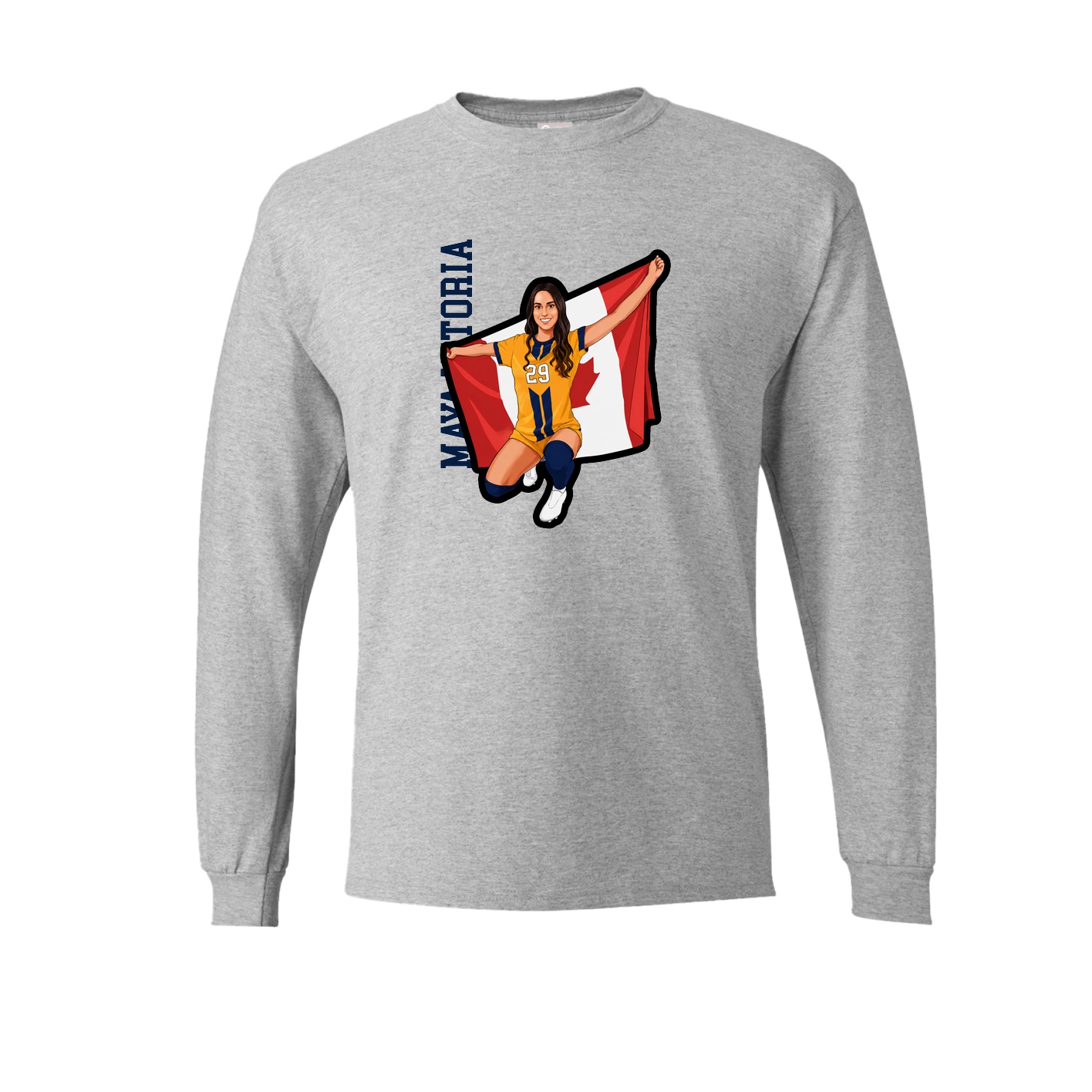 Long Sleeve Tee — Name Vertical in Grey