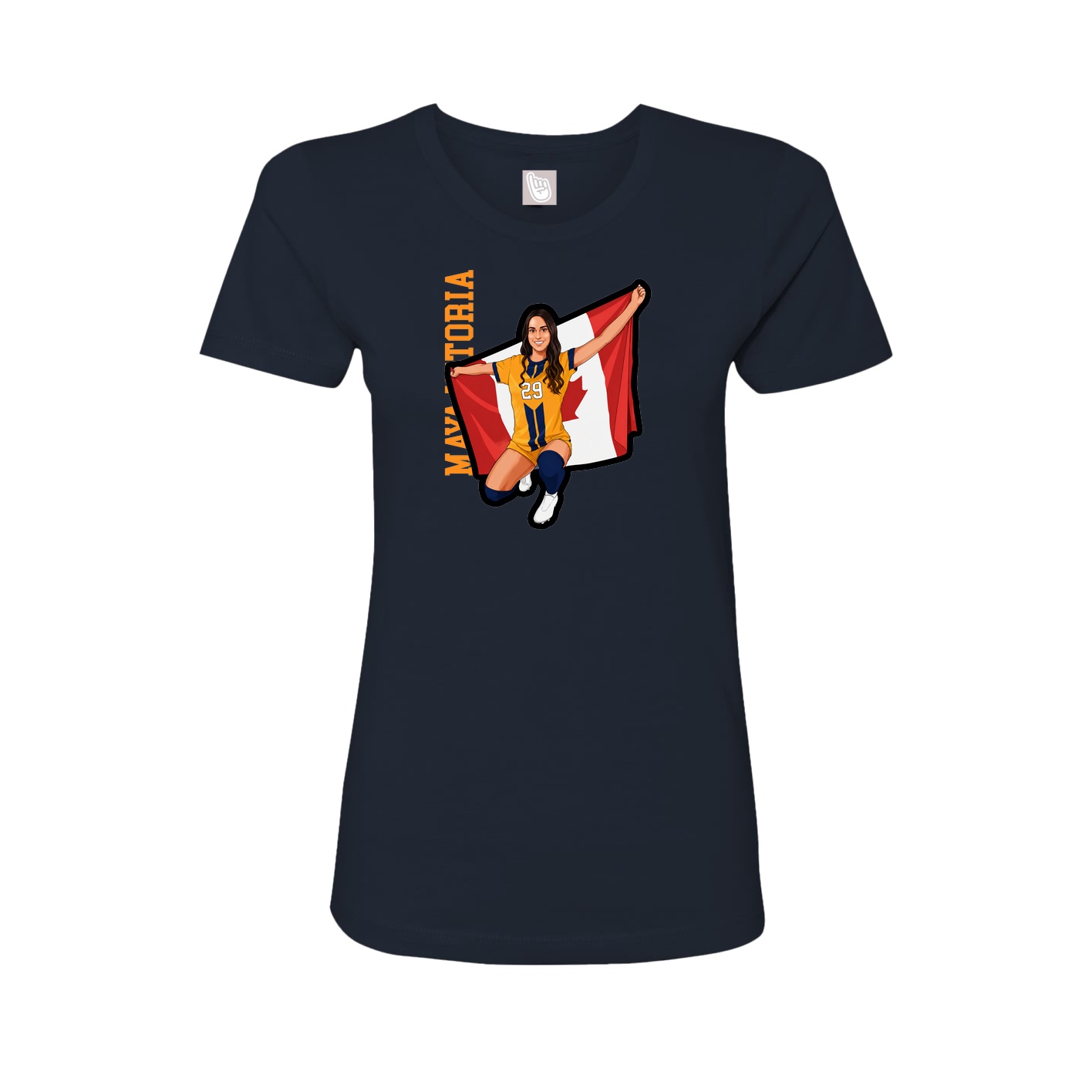 Fitted Women's Tee — Name Vertical in Navy