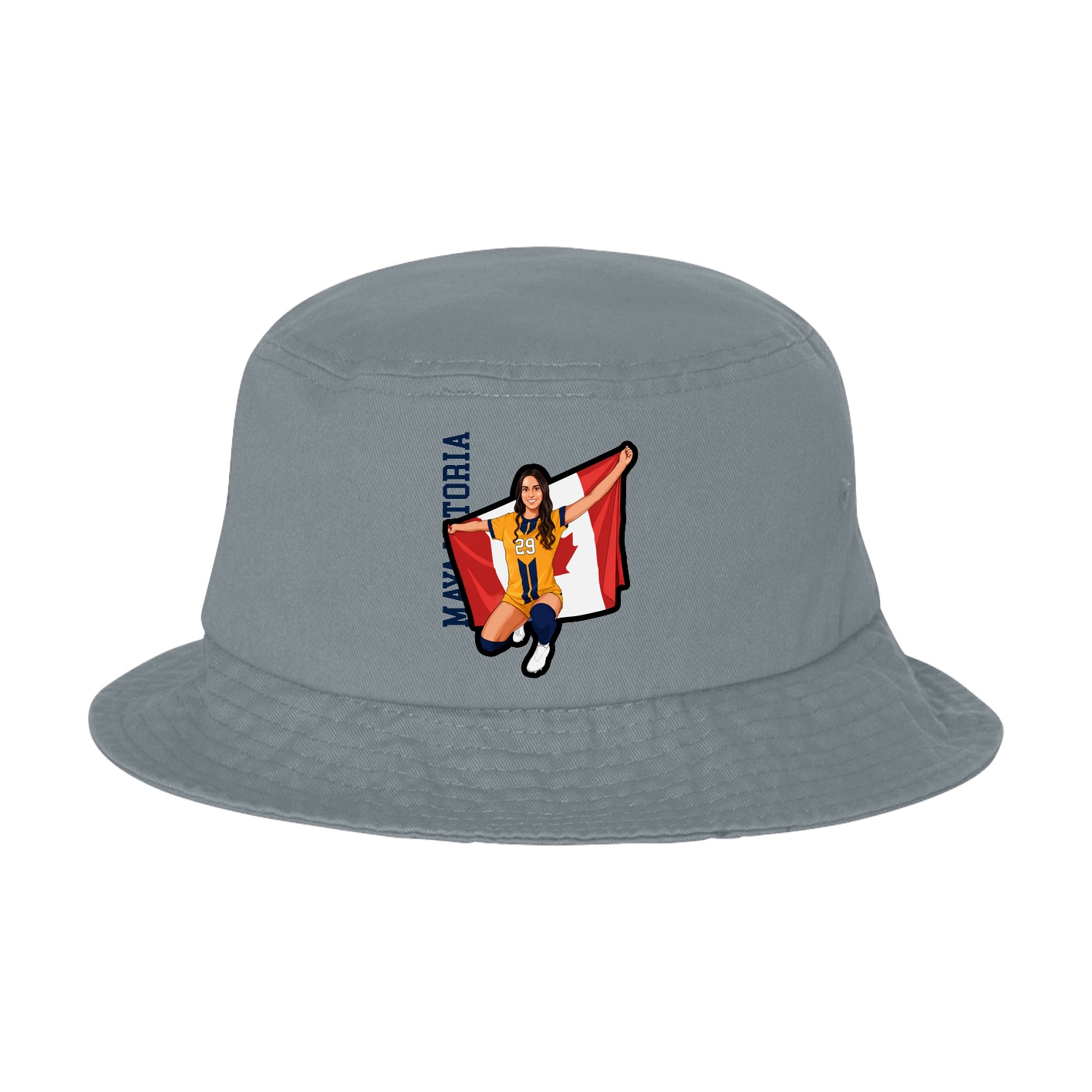 Bucket Cap — Name Vertical in Grey