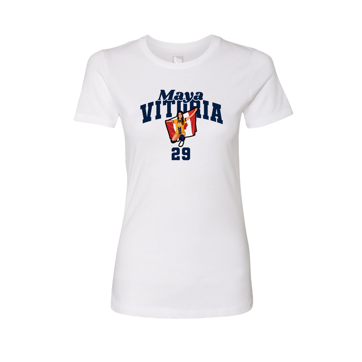 Fitted Women's Tee — Signature Arch in White