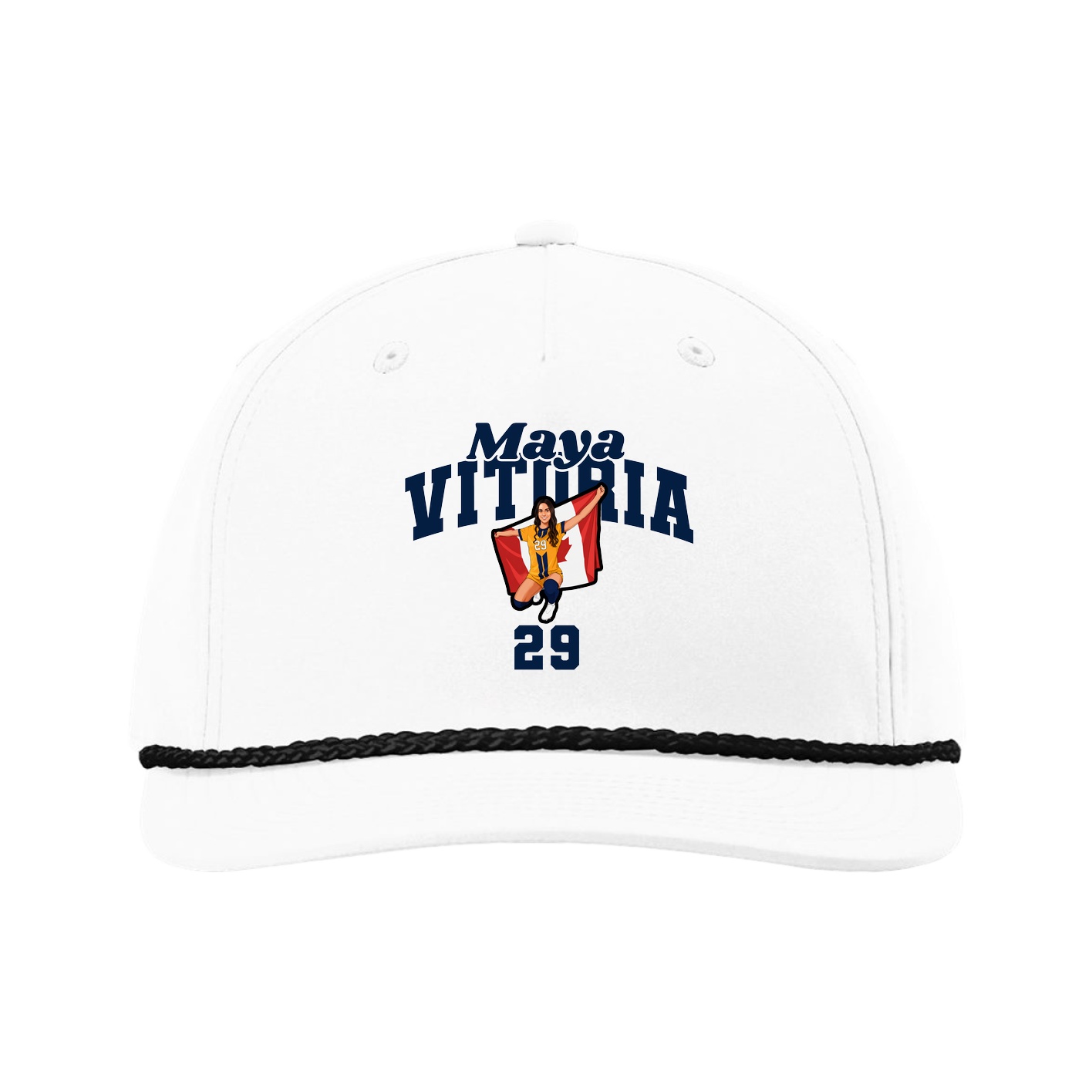 Five-Panel Classic Rope Cap — Signature Arch in White