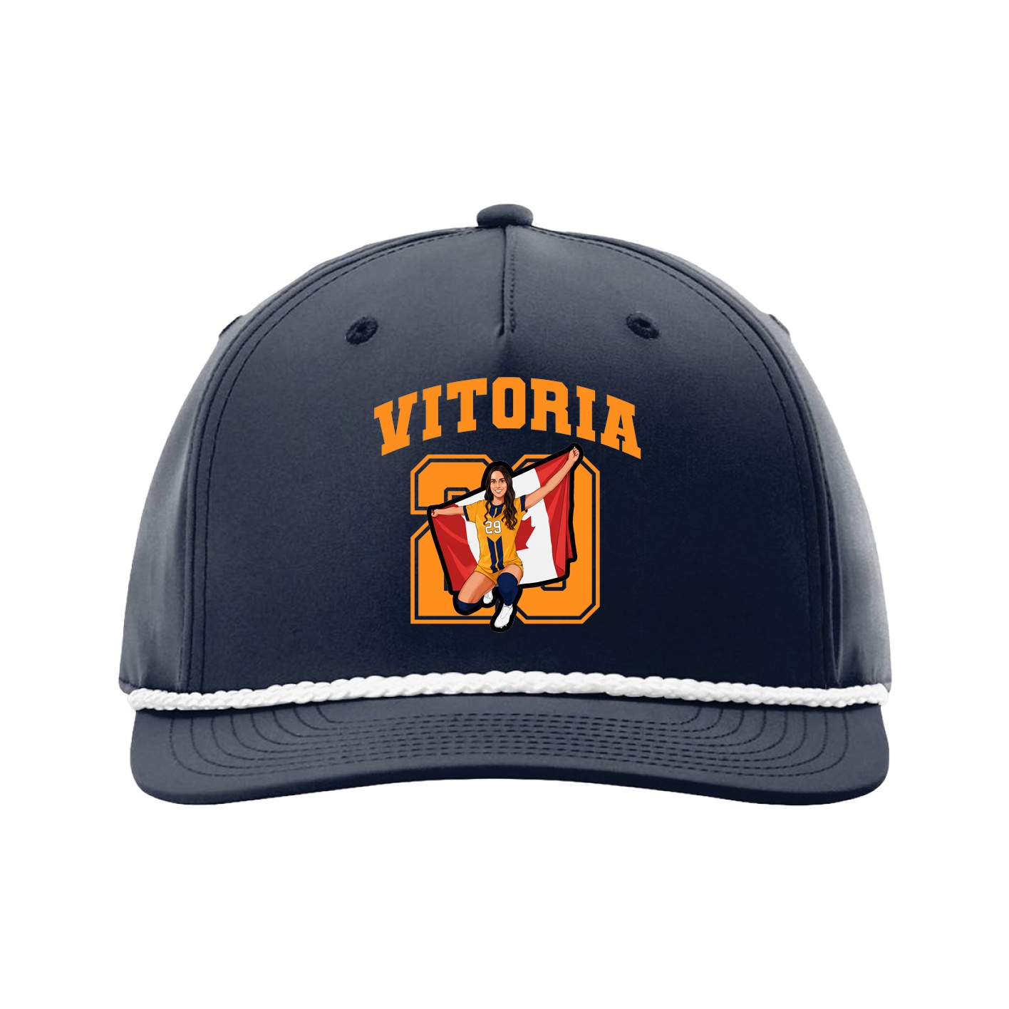 Five-Panel Classic Rope Cap — Number in Navy
