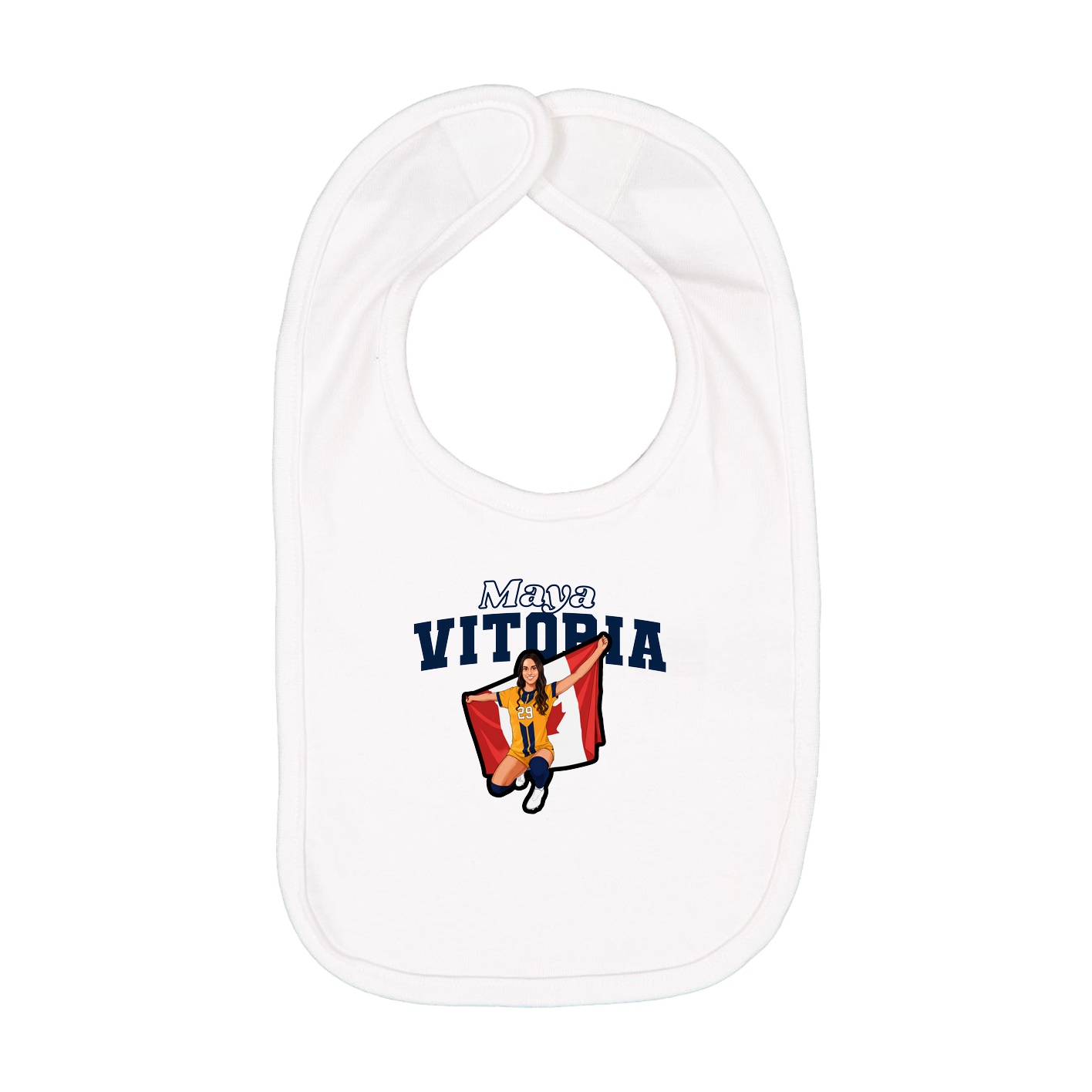 Infant Bib — Name Arch in White