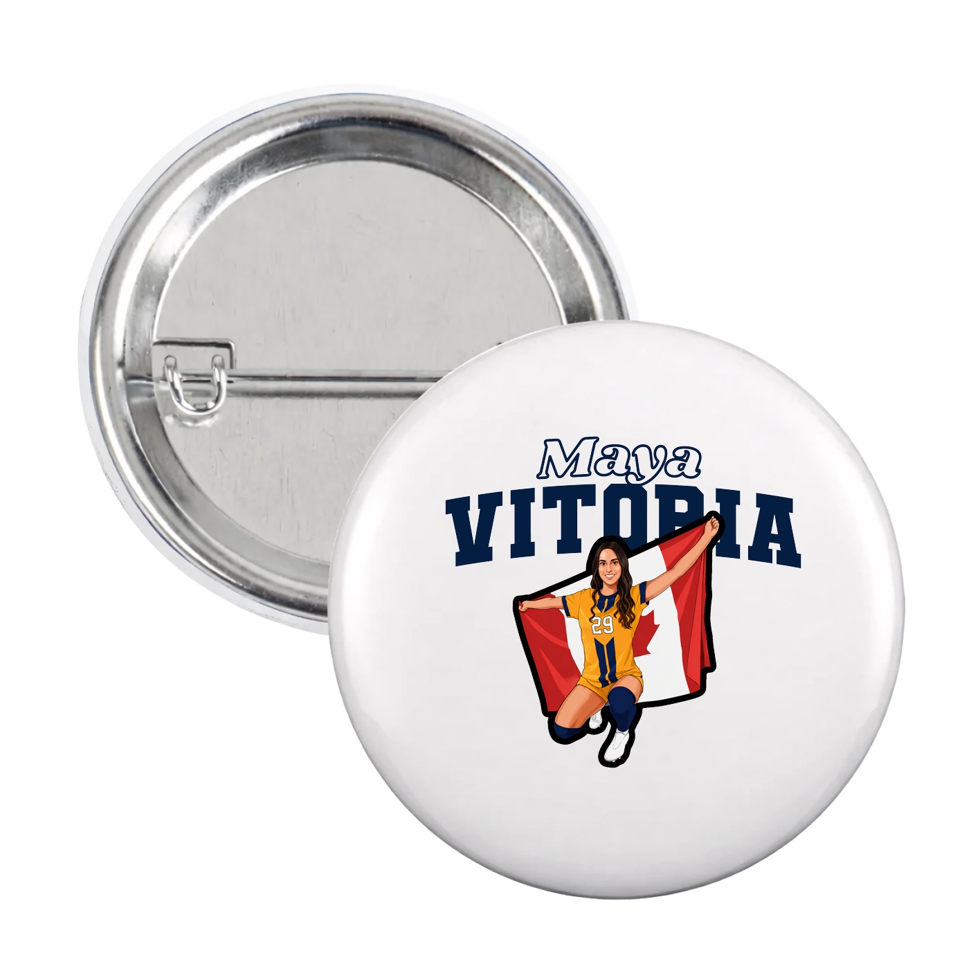Game Day Button — Name Arch in White
