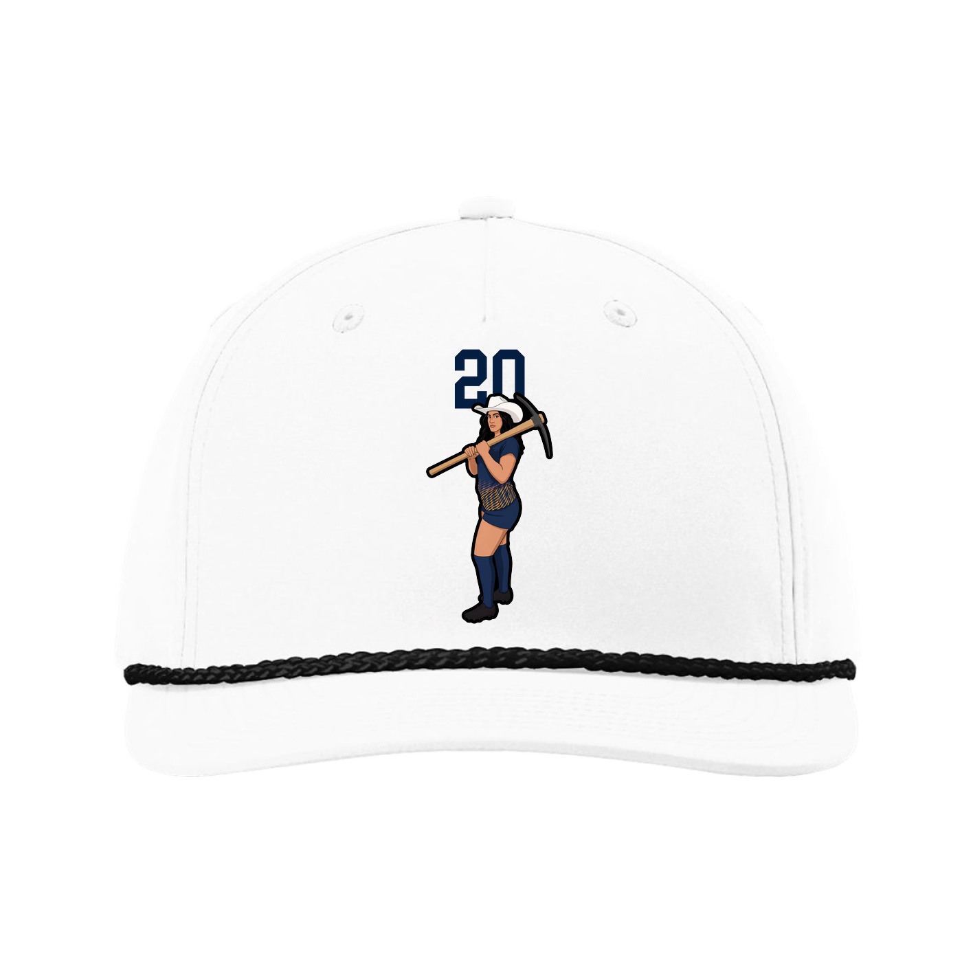 Five-Panel Classic Rope Cap — Number Top in White