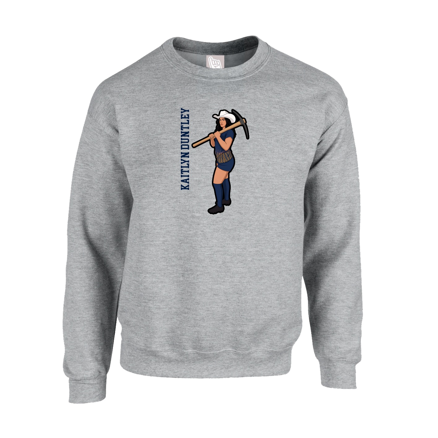 Fleece Crew — Name Vertical in Grey