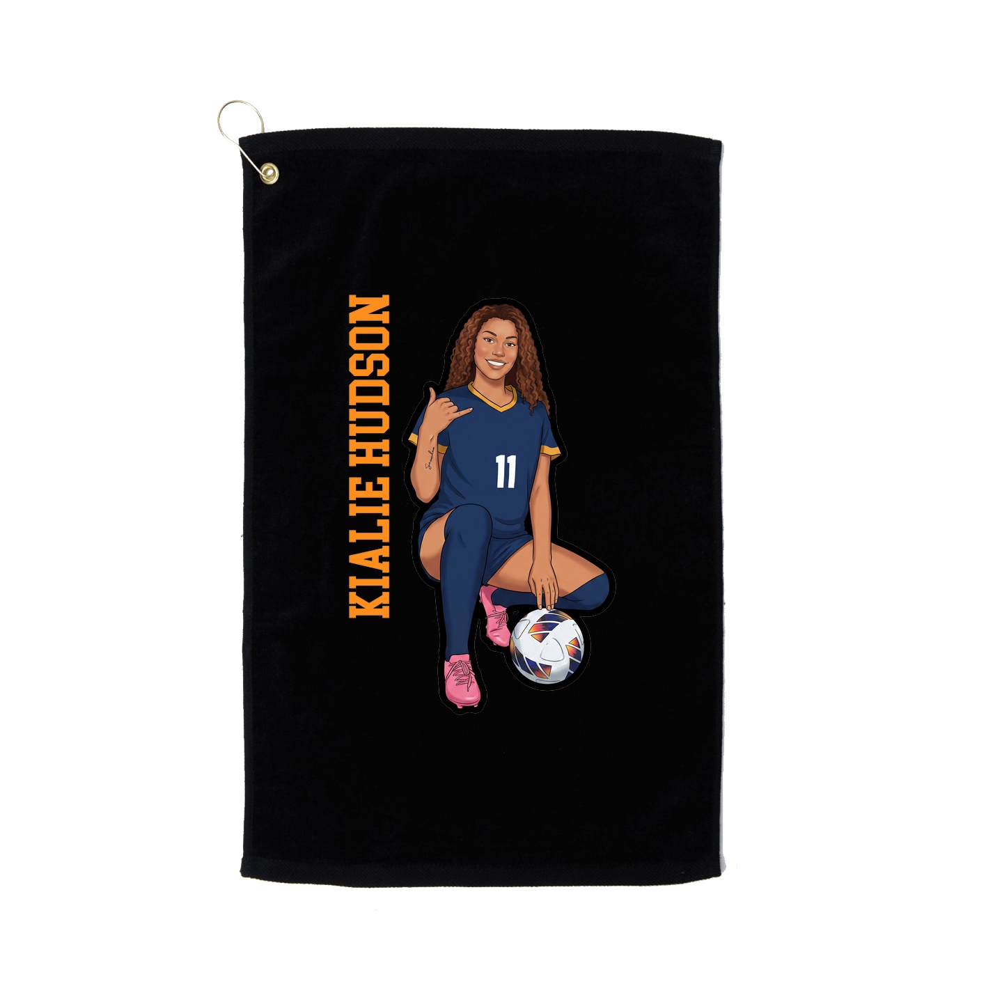 Golf Towel — Name Vertical in Black