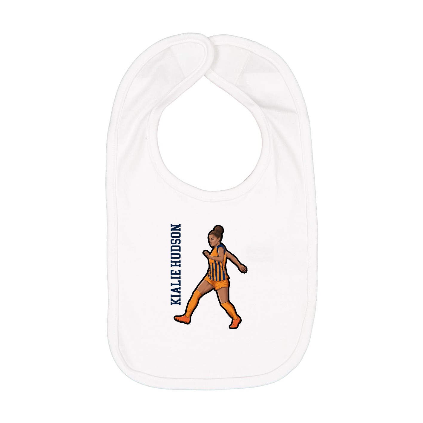 Infant Bib — Name Vertical in White