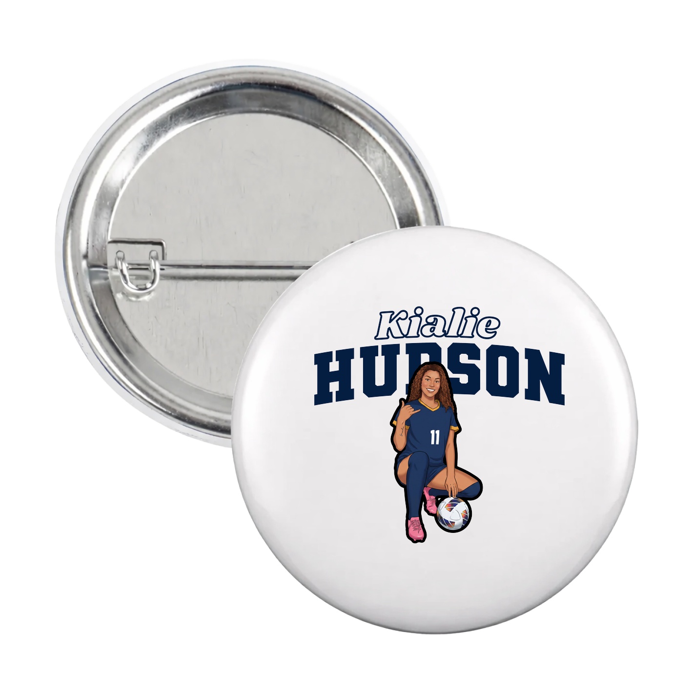 Game Day Button — Name Arch in White