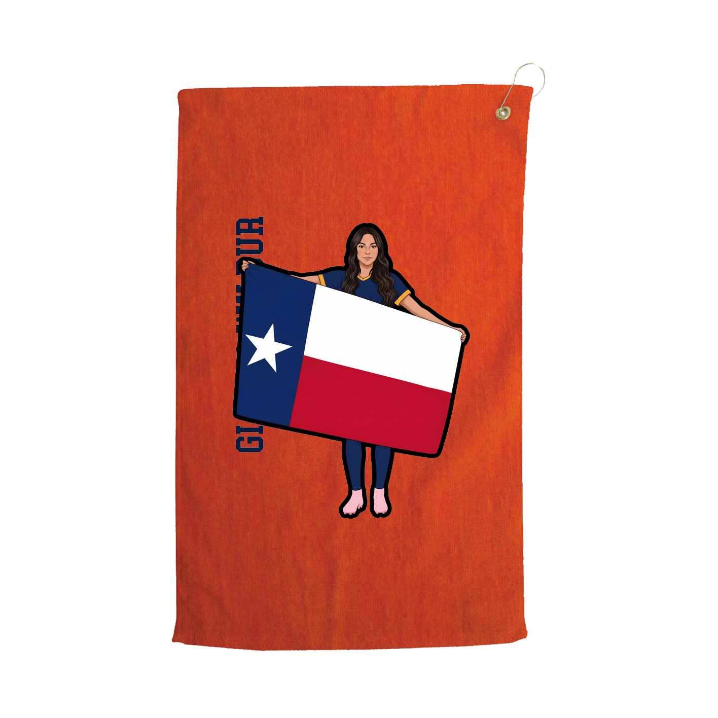 Golf Towel — Name Vertical in Orange